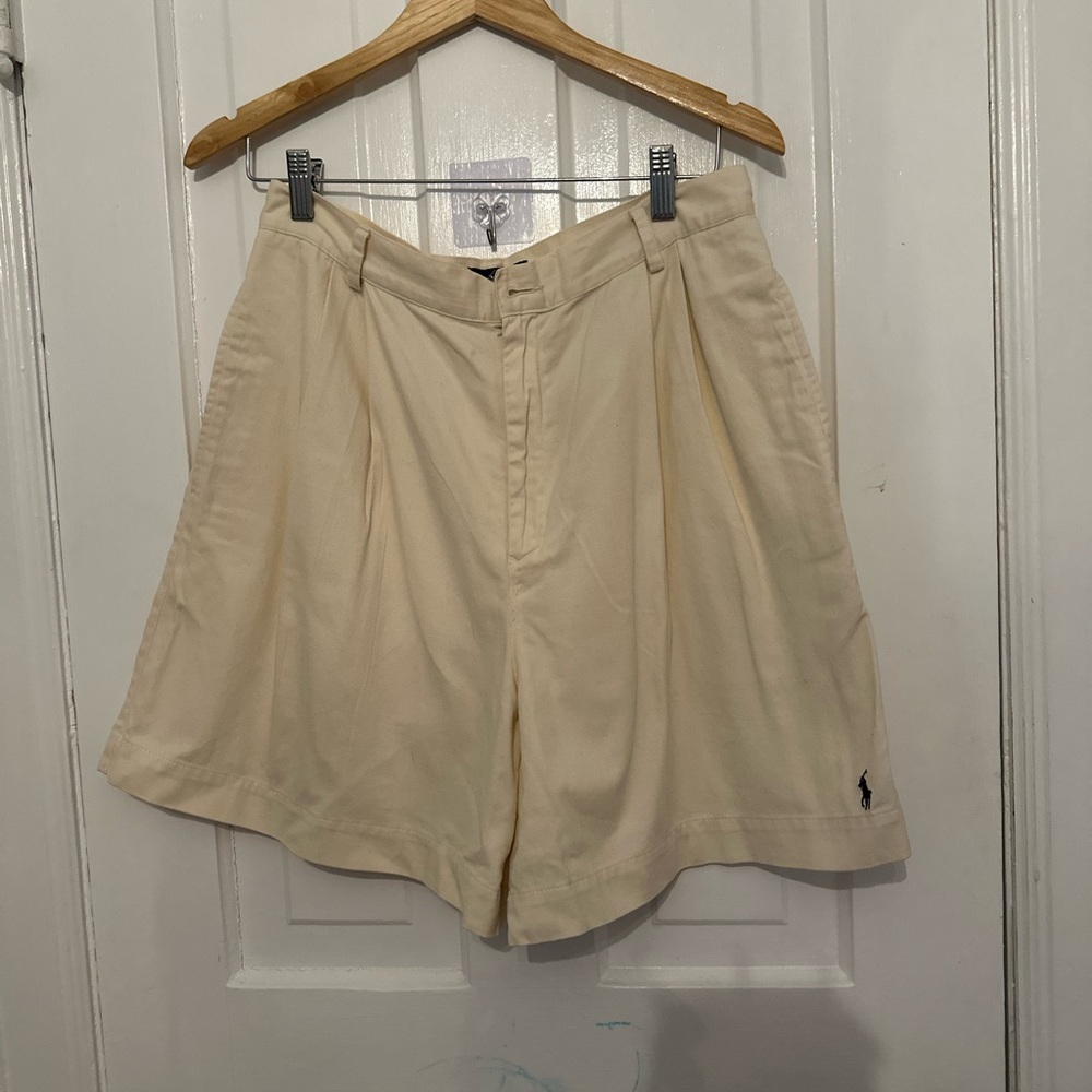 Ralph Lauren Cream Bermuda Shorts Lightweight Cotton